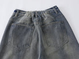 DAXUEN Distressed wide-leg jeans in washed light blue denim