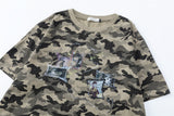 DAXUEN Camouflage graphic t-shirt with polaroid style print