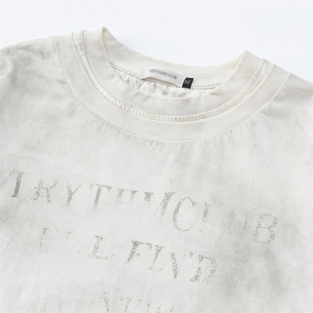 DAXUEN Faded text graphic short-sleeved T-shirt