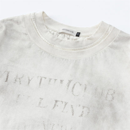 DAXUEN Faded text graphic short-sleeved T-shirt