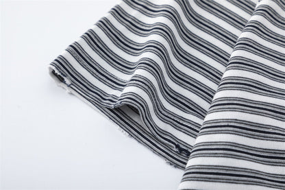 DAXUEN Striped crew-neck short-sleeve T-shirt with patch pocket