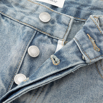 DAXUEN Light blue wide leg distressed denim jeans