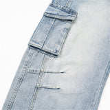 DAXUEN Light blue loose-fitting wide-leg cargo jeans