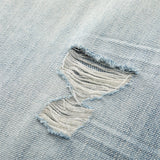 DAXUEN Distressed light blue wide leg denim jeans