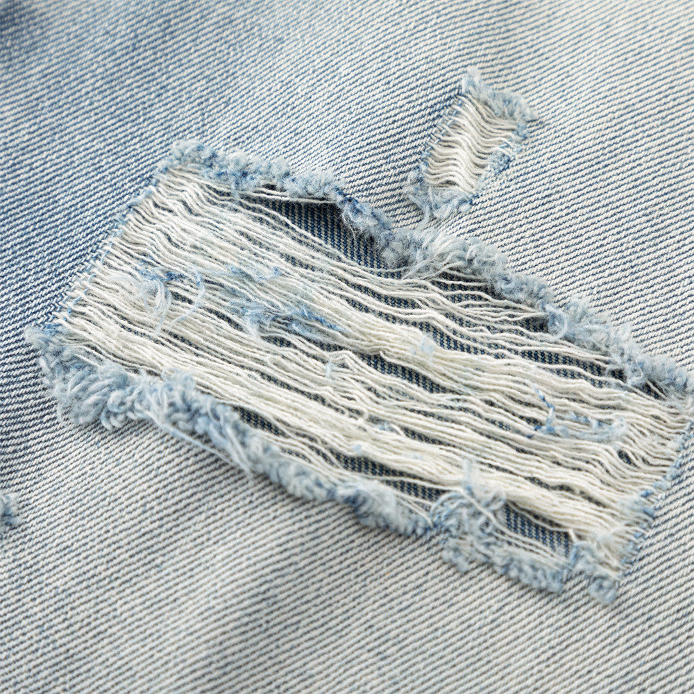 DAXUEN Light blue wide leg distressed denim jeans