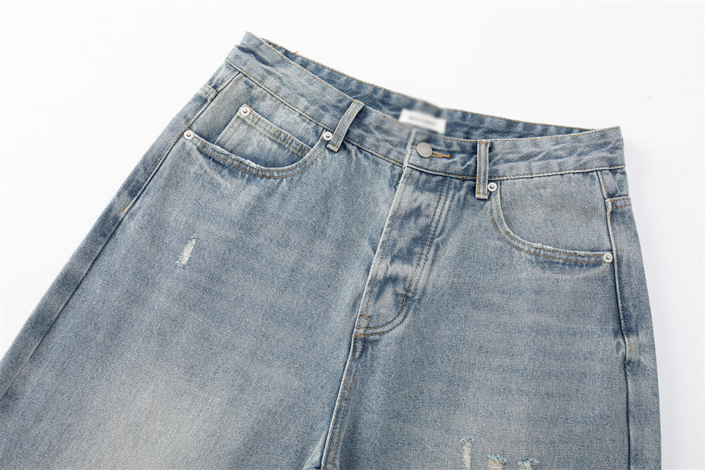 DAXUEN Light blue wide leg distressed denim jeans
