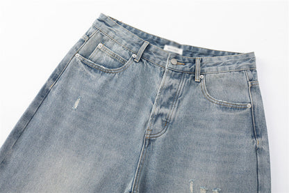 DAXUEN Light blue wide leg distressed denim jeans