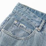 DAXUEN Distressed light blue wide leg denim jeans