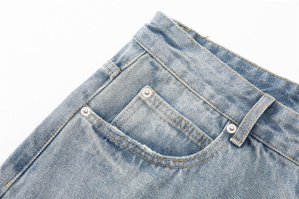 DAXUEN Light blue wide leg distressed denim jeans