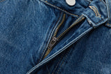 DAXUEN Distressed medium-blue wide leg denim jeans with paint splatters