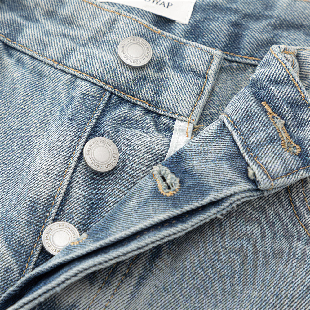 DAXUEN Light blue wide leg distressed denim jeans