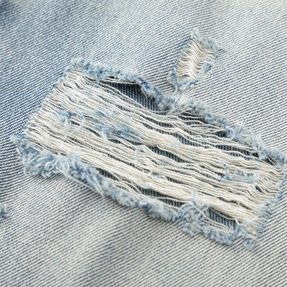 DAXUEN Light blue wide leg distressed denim jeans