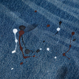 DAXUEN Distressed medium-blue wide leg denim jeans with paint splatters