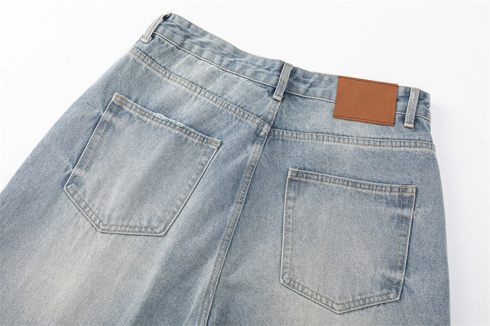 DAXUEN Light blue wide leg distressed denim jeans