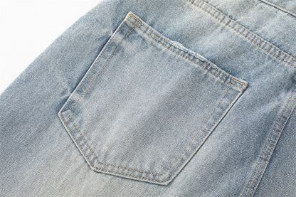 DAXUEN Light blue wide leg distressed denim jeans