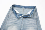 DAXUEN Light blue loose-fitting wide-leg cargo jeans