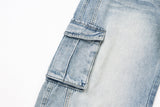 DAXUEN Light blue loose-fitting wide-leg cargo jeans