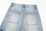 DAXUEN Light blue loose-fitting wide-leg cargo jeans
