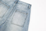 DAXUEN Light blue loose-fitting wide-leg cargo jeans