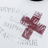 DAXUEN Distressed graphic crewneck T-shirt in white and grey melange