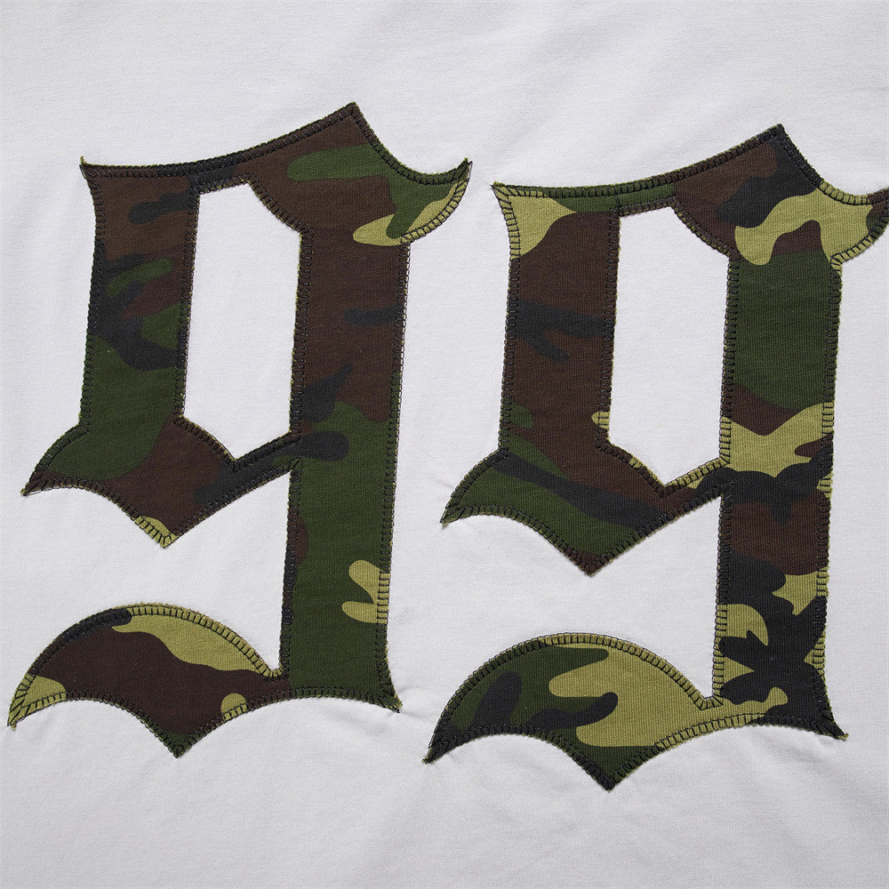 DAXUEN Long-sleeved crew-neck t-shirt with camouflage sleeves