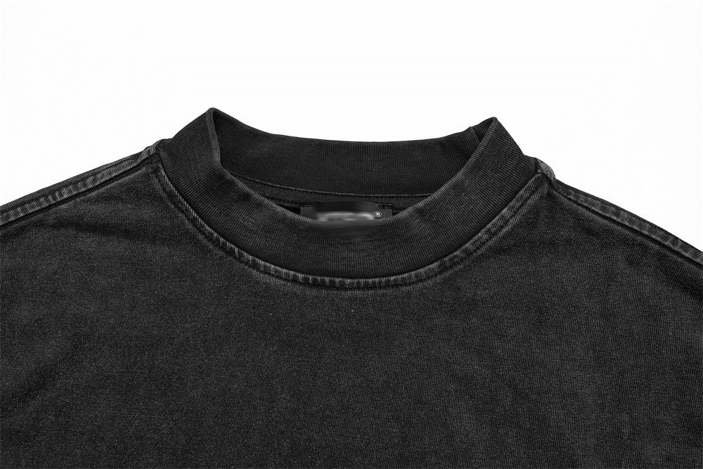 DAXUEN Gothic rhinestone graphic t-shirt in washed black