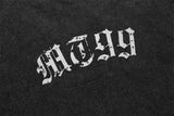 DAXUEN Gothic rhinestone graphic t-shirt in washed black