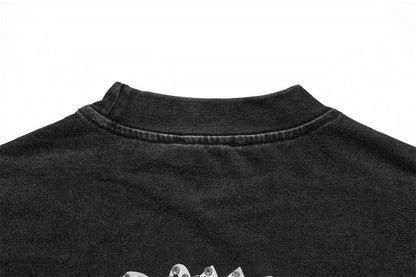 DAXUEN Gothic rhinestone graphic t-shirt in washed black