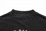 DAXUEN Gothic rhinestone graphic t-shirt in washed black