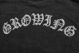 DAXUEN Gothic rhinestone graphic t-shirt in washed black