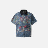 Oversized Graffiti Printed Vintage Denim Shirt