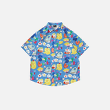 Y2K Vibrant Fashionable Cartoon Graphic Button-Up Shirt