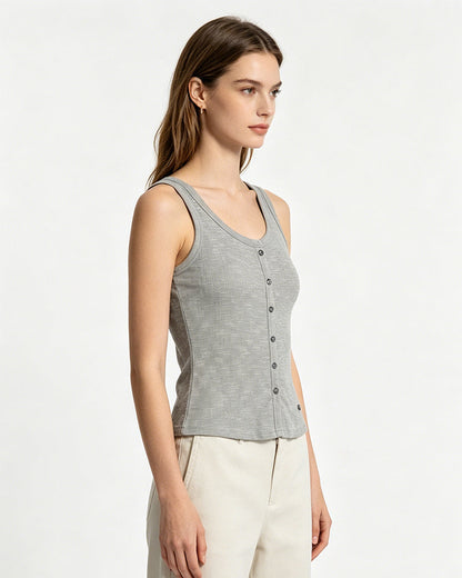 Essential Ribbed Button Tank Top