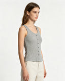 Essential Ribbed Button Tank Top