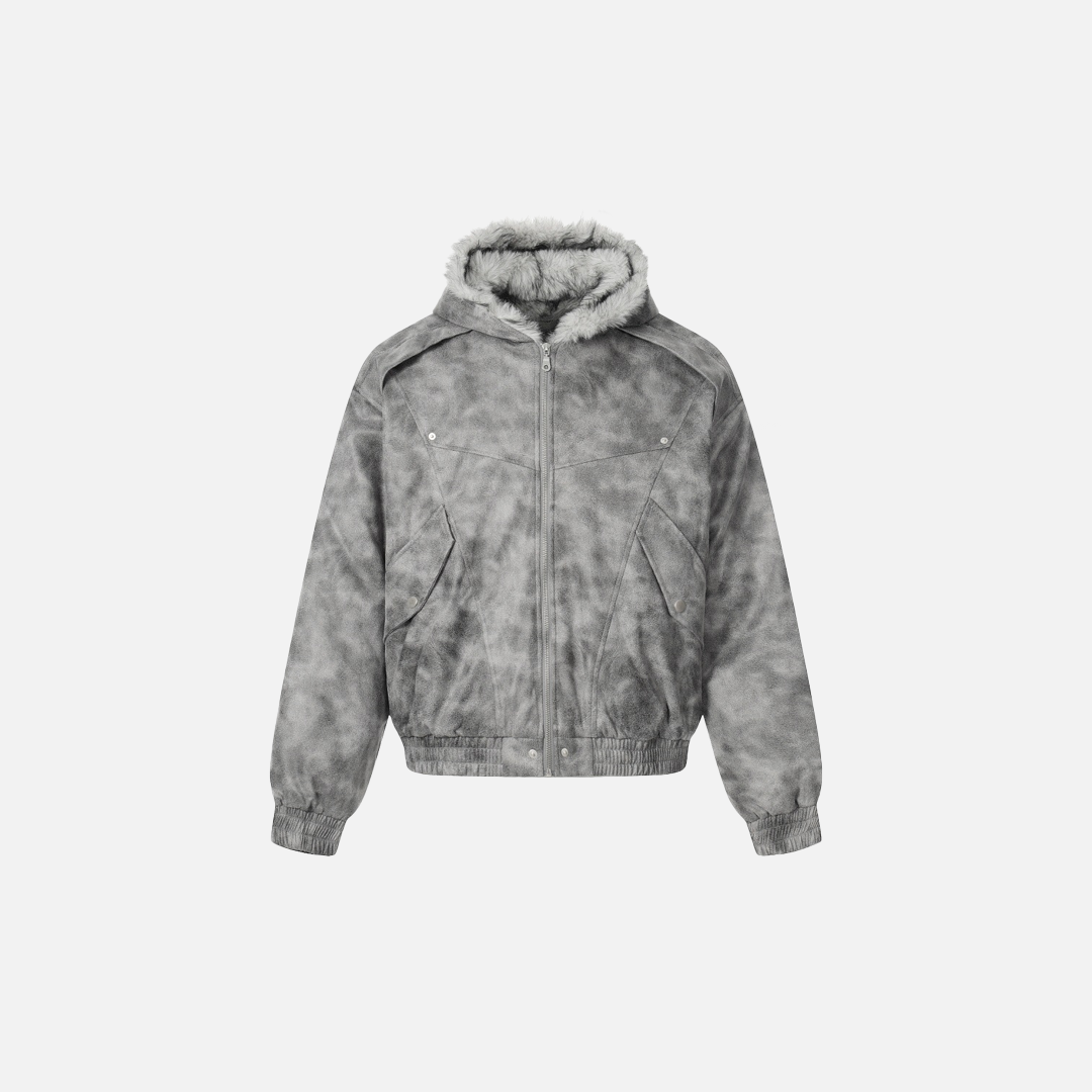 Thick Winter Camo Hooded Faux Furr Jacket