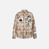 Y2K Retro Vintage Tie-Dyed Plaid Long-Sleeve Shirt