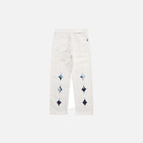 Letter Embroidery Distressed Denim Pants
