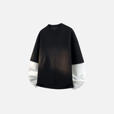 Cozy Oversized Fake Two Piece Crewneck Sweatshirt
