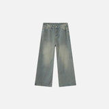 Straight Vintage Green Wide-leg Jeans