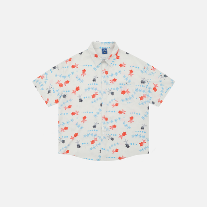 Golden Fish Graphic Hawaiian Short Shirt