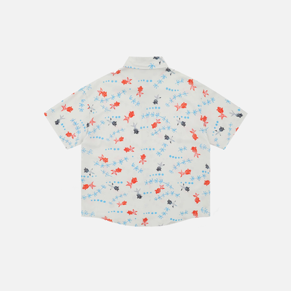 Golden Fish Graphic Hawaiian Short Shirt