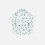 Mermaid Printed White Oversized Button-Up Shirt
