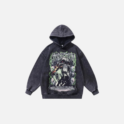 Black Skull Graphic Print Hoodie