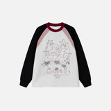 Fashionable Streetwear Graffiti Star Print Long Sleeve T-Shirt