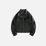 Streetwear American Motorcycle Leather Zipper Jacket