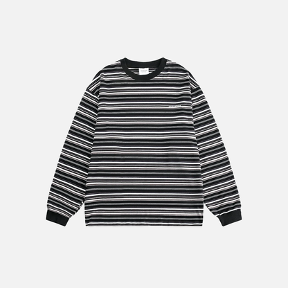 Retro Striped Casual Fit Long Sleeve T-Shirt