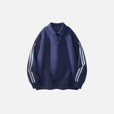 Patchwork Solid Color Turn Down Collar Sweatshirt