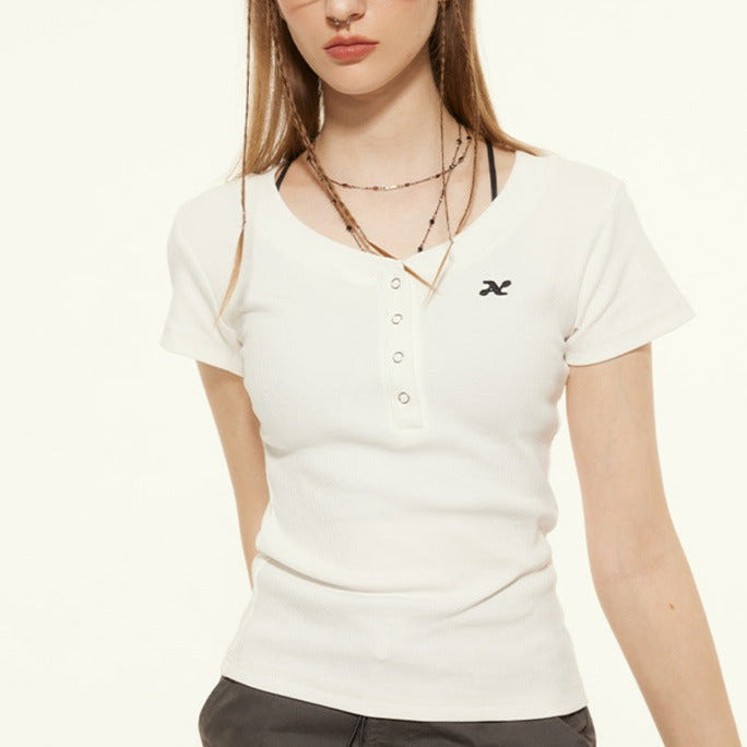 Classic Ribbed Henley Tee