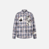 Y2K Retro Vintage Tie-Dyed Plaid Long-Sleeve Shirt