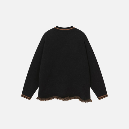 European Trend Bear Jacquard Crewneck Sweater